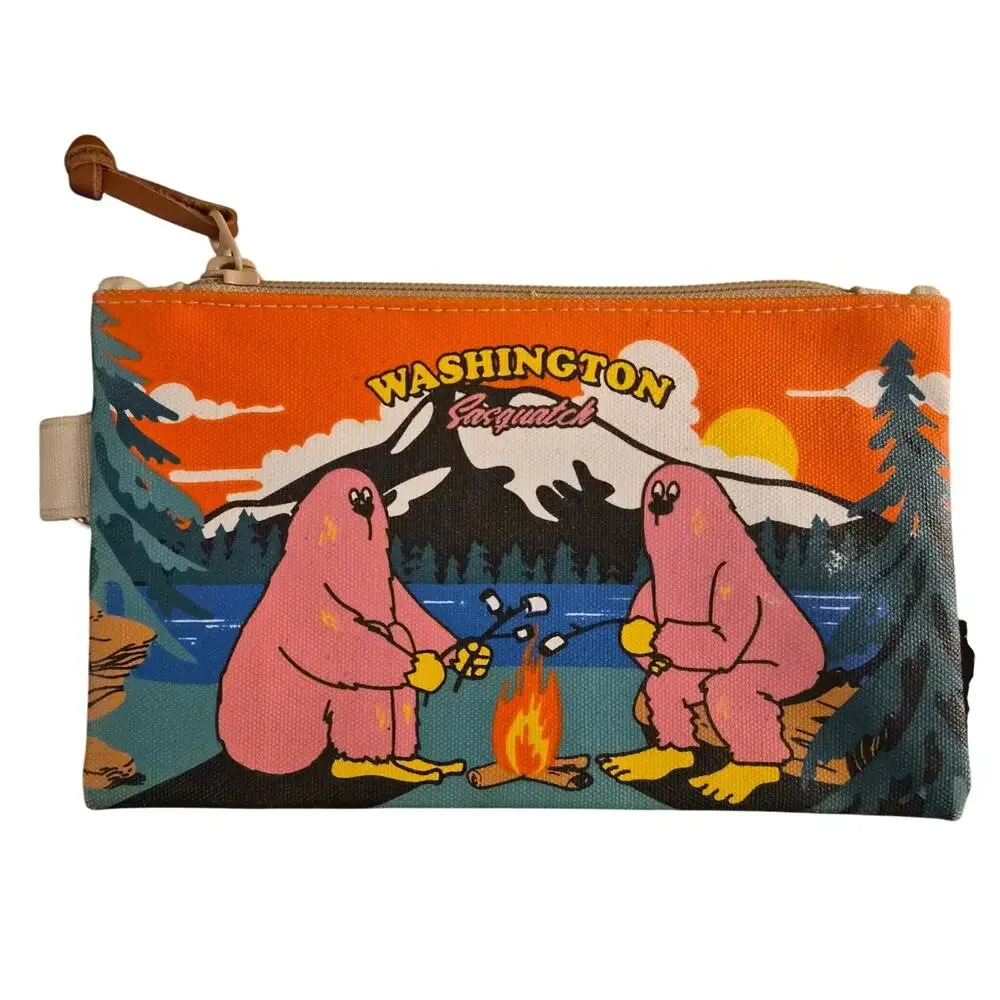 Chalo & Co Washington Sasquatch‎ Canvas Coin Pouch Zip Wallet Gorpcore Bigfoot